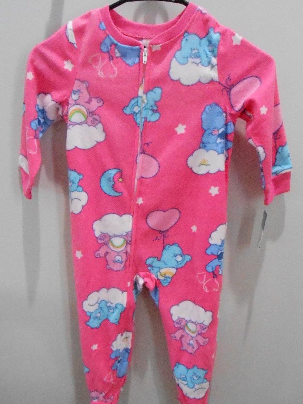 Care Bears Toddler Girl's Pink Blue White Onesie Footed Pajamas Size-3T NWT